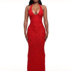 Stunning Red Halter Neck Gown